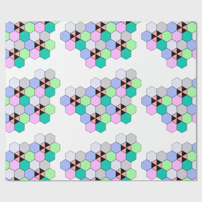 PAPIER CADEAU FORMES HEXAGONALES COLORÉES (Plat)