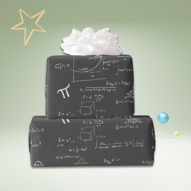 Papier Cadeau Formules et équations mathématiques blanches gris  (Créateur téléchargé)