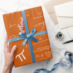 Papier Cadeau Formules et équations mathématiques orange pour an