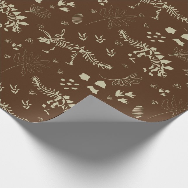 Papier Cadeau Fouille de fossiles Dinosaure Brun et beige (Coin)