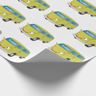 Papier Cadeau Fourgonnette de dessin animé vert citron classique