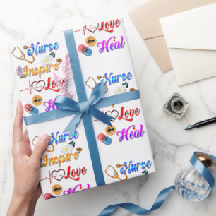 Papier Cadeau Fournitures pour infirmières inspirent l'amour gué