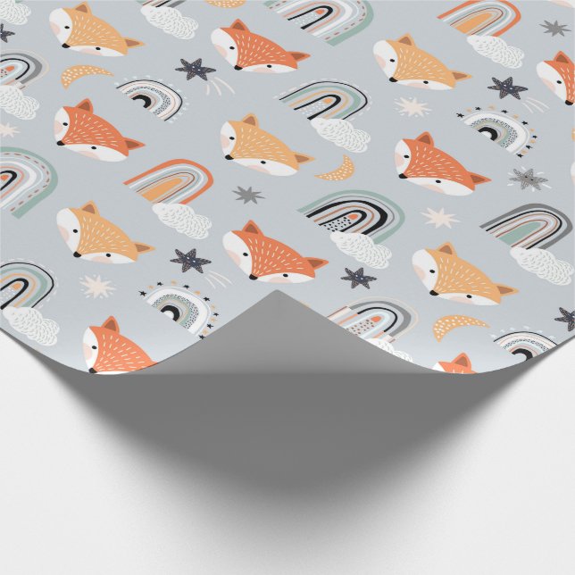 Papier Cadeau Fox et Rainbows (Coin)