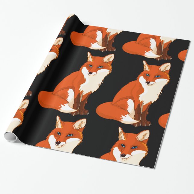 Papier Cadeau Fox mignon reposant le papier d'emballage brillant (Déroulé)