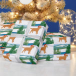 Papier Cadeau Fox Red Labrador Christmas Winter View<br><div class="desc">Fox Red Labrador Christmas Winter View Wrapping Papier pour les amoureux de les chiens qui aiment le Labrador. Belle Fox Red Labrador Silhouette design avec Santa Hat. Neige et arbres à feuillage persistant. Créé par Naomi Ochiai.</div>