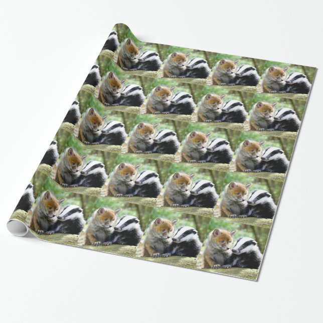 Papier Cadeau Foxcub & Badger Cute ! (Déroulé)