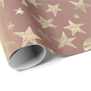 Papier Cadeau Foxier Stars Lune Gold Sky Rose Rose Blush Metal