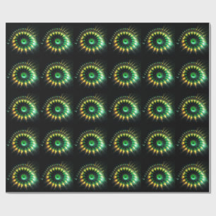 Papier Cadeau Fractale à roue pelton verte et jaune