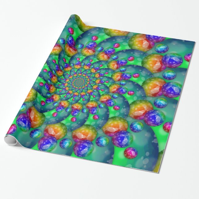 Papier Cadeau Fractale de Bokeh de turquoise d'arc-en-ciel (Déroulé)