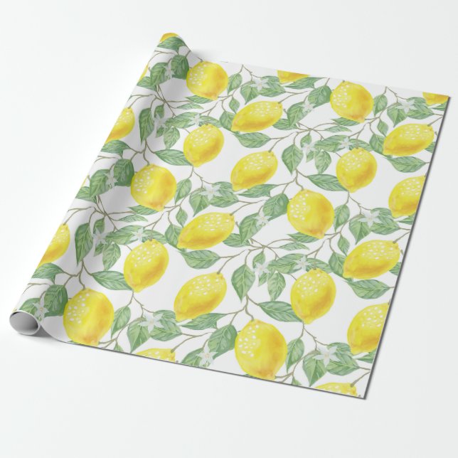 PAPIER CADEAU "FRAIS COMME CITRONS " (Déroulé)