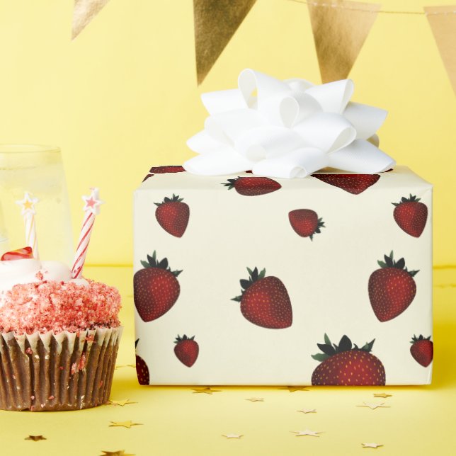 Papier Cadeau fraise (Fête d'anniversaire)