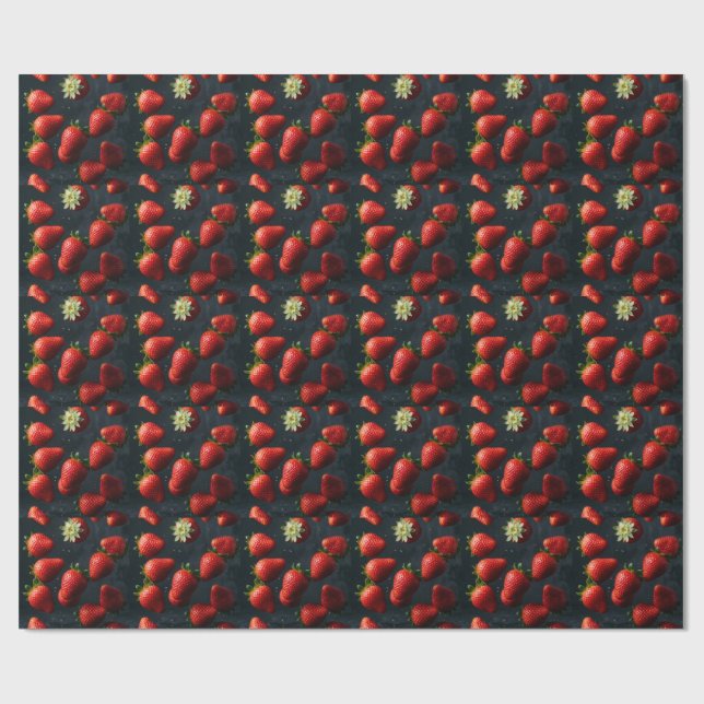 Papier Cadeau Fraise (Plat)