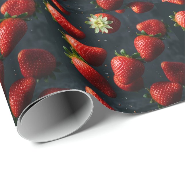 Papier Cadeau Fraise (Coin rond)