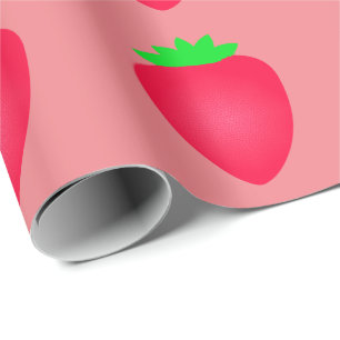 Papier Cadeau Fraise Baby shower fille Anniversaire rose rouge 2