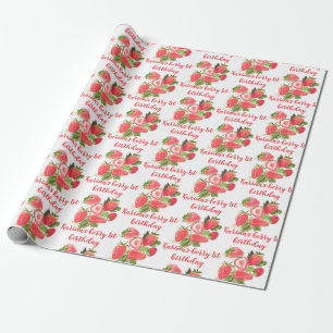 Papier Cadeau Fraise Berry Sweet 1ère fête d'anniversaire Cute