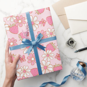 Papier Cadeau Fraise Daisy & Papillon