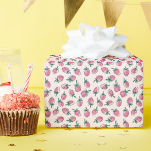 Papier Cadeau fraise rose