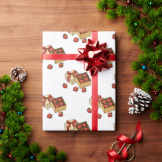 Papier Cadeau Fraise une boîte de bonbons