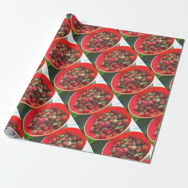 Papier Cadeau Fraises (Déroulé)