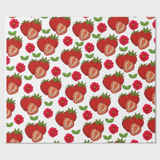 Papier Cadeau Fraises  (Plat)