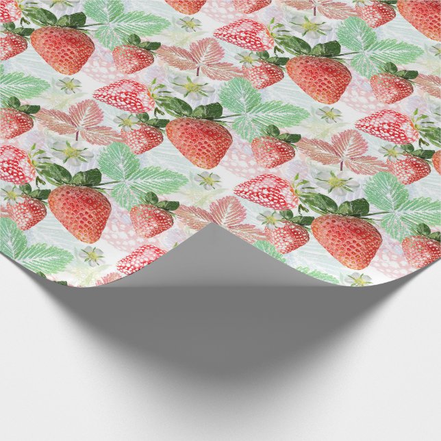 Papier Cadeau fraises, baies, rouge, frais, mûr, sucré, nourritu (Coin)