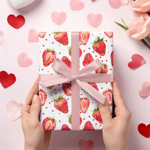 Papier Cadeau fraises et points motif