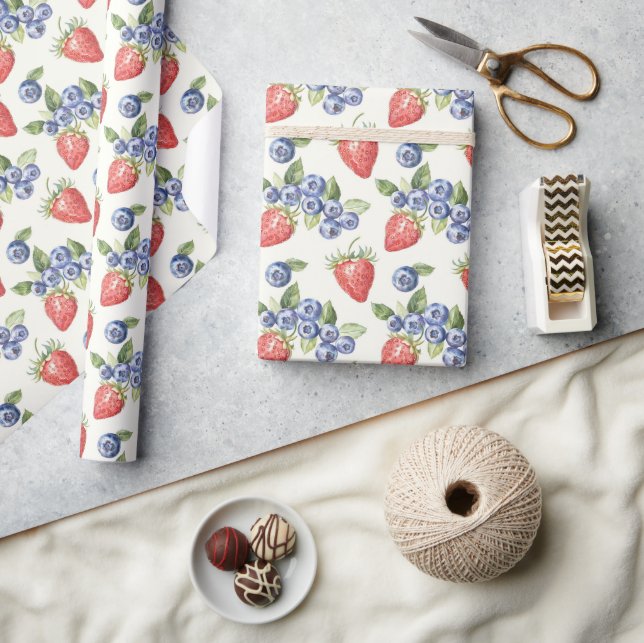 Papier Cadeau Fraises Myrtilles Fruit (Artisanat)