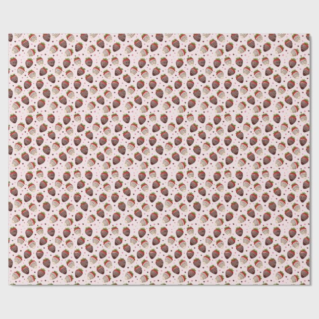 Papier Cadeau Fraises Recouvertes de Chocolat (Plat)
