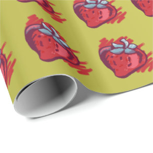 Papier Cadeau Fraises Sur Les Articles D'Artisanat Or
