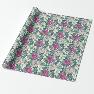 Papier Cadeau Frangipani Tropical : Vintage rose-blanc.