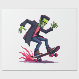 Papier Cadeau Frankenstein Skater � Vêtements de rue cool Hallow