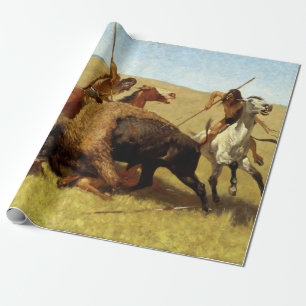 Papier Cadeau Frederic Remington La Chasse Au Buffalo