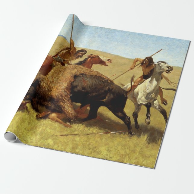 Papier Cadeau Frederic Remington La Chasse Au Buffalo (Déroulé)