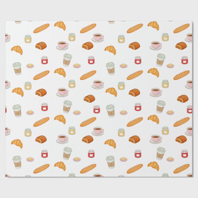 Papier Cadeau French Bakery Morning Pattern (Plat)