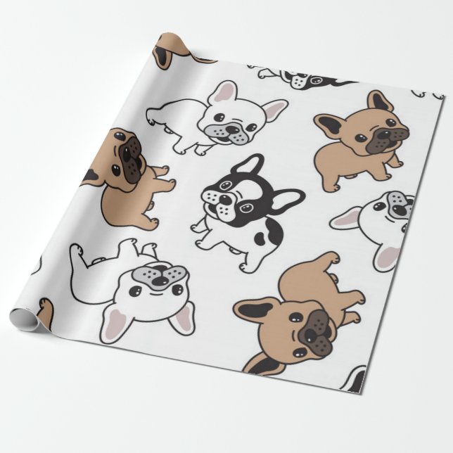Papier Cadeau French Bulldog, Accessoires Français (Déroulé)