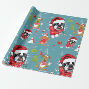 Papier Cadeau French Bulldog Christmas Père Noël
