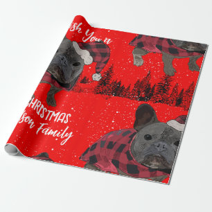 Papier Cadeau French Bulldog Noël Chien personnalisé Frenchie