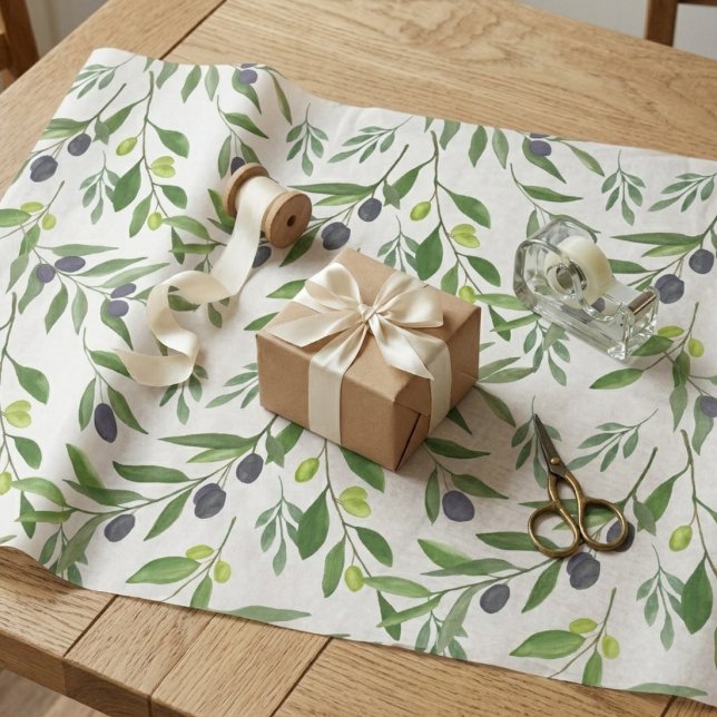 Papier Cadeau French Country Olive Pattern  (Créateur téléchargé)