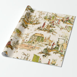 Papier Cadeau French Creme Toile Chinoiserie Rustique Découpage