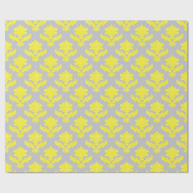 Papier Cadeau French Tapestry Bright Yellow and Gray (Plat)