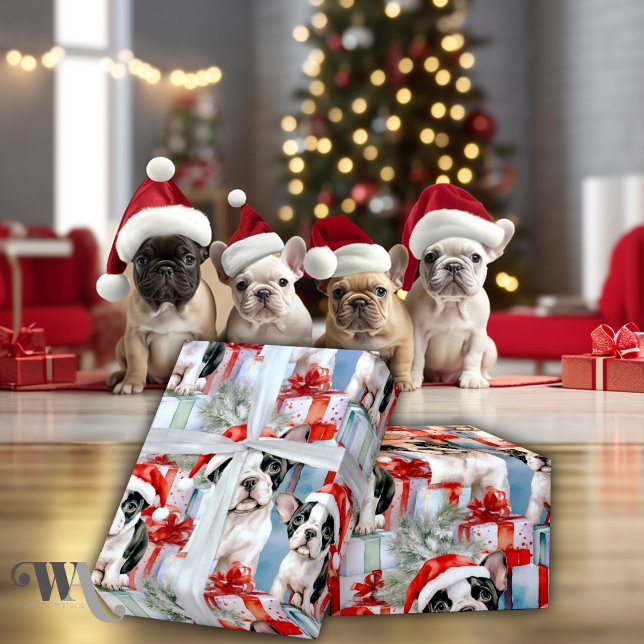 Papier Cadeau Frenchie Père Noël Squad Cadeau de Noël (Créateur téléchargé)