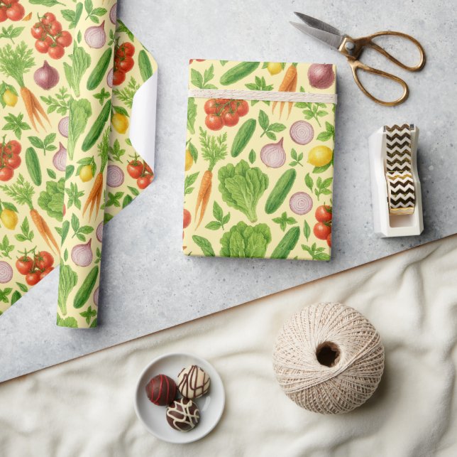 Papier Cadeau Fresh Market Vegetable Wrapping Paper | Foodie Gif (Artisanat)