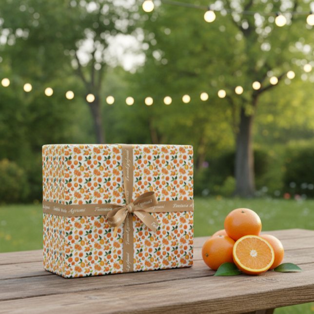 Papier Cadeau Fresh Orange Citrus Pattern Gift Wrap Paper (Créateur téléchargé)