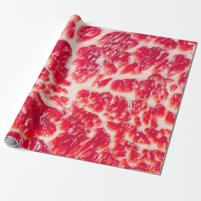 Papier Cadeau Fresh raw beef steak marbled meat texture close up (Déroulé)