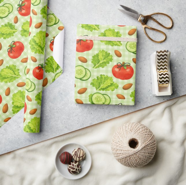 Papier Cadeau Fresh Salad Vegetable Pattern (Artisanat)