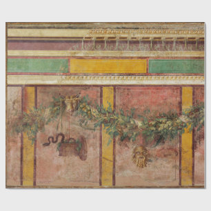 PAPIER CADEAU FRESQUE ROMAINE ANTIQUE,MASQUE DE SATYRE,GUIRLANDE