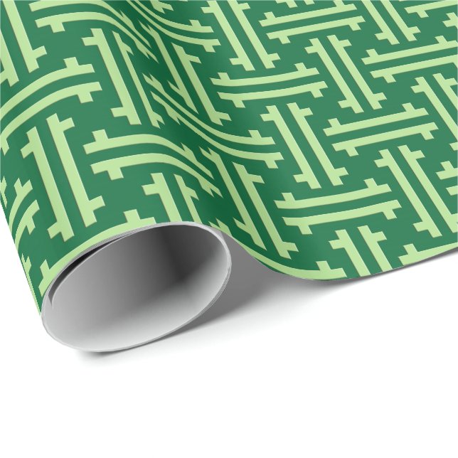 Papier Cadeau Fret chinois Art déco, Jade Green (Coin rond)