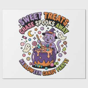 Papier Cadeau Friandises d'Halloween Chaudron de friandises effr