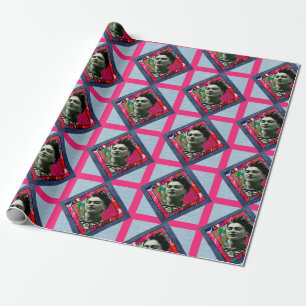 Papier Cadeau Frida Kahlo Retro Pink Denim