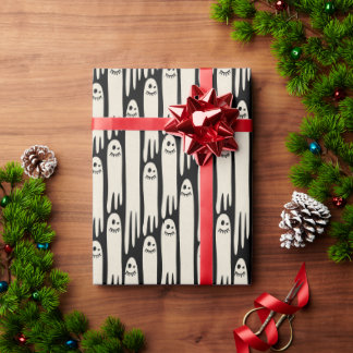 Papier Cadeau Friendly Ghosts on Cream and Pink - Halloween Patt